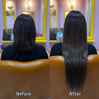 ロング シール＋ちび編み込み エクステ梅田🐨のヘアスタイル