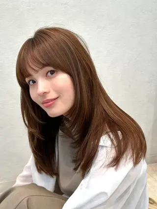 ロング カラー パーマ 🫧小顔×似合わせ× 透明感カラー🫧のヘアスタイル