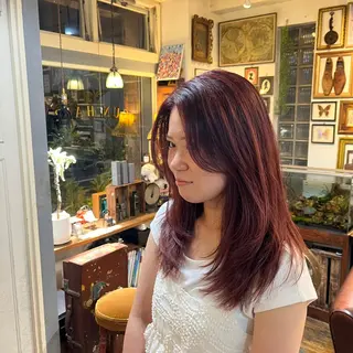 セミロング カラー 抜け感ショート パーマ/緒方椋のヘアスタイル