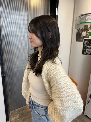 セミロング カラー レイヤーカット ボブパーマNo.1のヘアスタイル