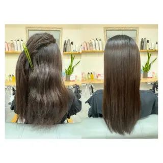 ロング レイヤーカット・ 縮毛矯正 星野のヘアスタイル