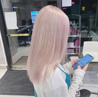 ロング パーマ ヘアアレンジ メンズ キッズ ネイル マツエク・マツパ アイブロウ ハイトーン/ピンク 💗モモ໒꒱のヘアスタイル