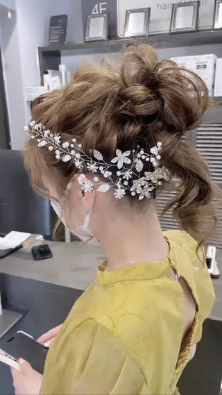 セミロング カラー ヘアアレンジ GiseL天神カラー 髪質改善/ブリーチのヘアスタイル