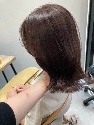 ミディアム ✨色持ちの良い艶 カラー✨蟹江真世のヘアスタイル