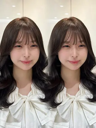 セミロング コテ巻き風パーマ 銀座RINOSEのヘアスタイル