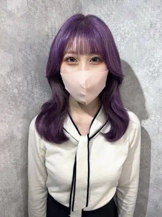 ミディアム カラー 韓国レイヤーカット/ 儚げカラーチナツのヘアスタイル