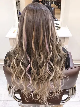 ロング カラー パーマ ヘアアレンジ Device ディバイスのヘアスタイル