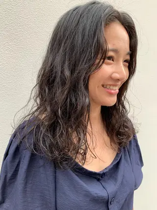 ミディアム パーマ パーマ/透明感カラー /ボブ/吉田一生のヘアスタイル