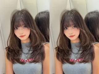 ミディアム カラー ダブルカラー 韓国レイヤーKYONのヘアスタイル