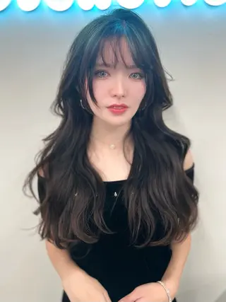 ロング カラー 韓国ハッシュカット/ 新宿/髪質改善/岡崎のヘアスタイル