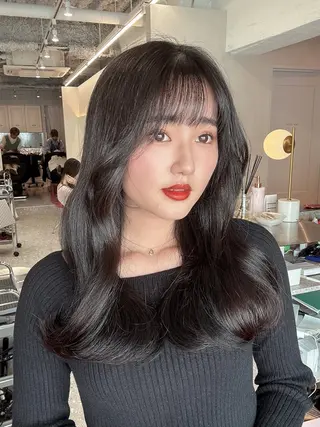 セミロング カラー 新宿/韓国風レイヤー エクステ/YUTOのヘアスタイル