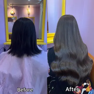 ロング シール＋ちび編み込み エクステ梅田🐨のヘアスタイル