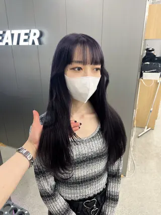 ロング カラー 暗髪🩶ラベンダー/ ブルー/ユウナ🤍のヘアスタイル