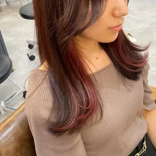 セミロング カラー ヘアアレンジ 🍒透明感カラー/ emiri🍒のヘアスタイル