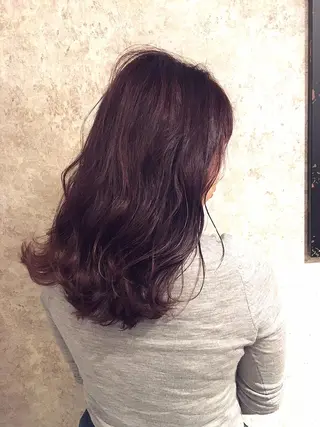 ミディアム カラー パーマ 小顔カット✨ 透明感カラー/村上のヘアスタイル