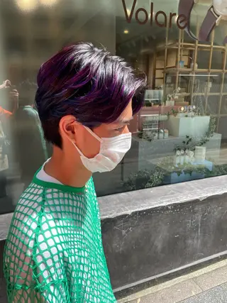 ミディアム カラー メンズ ブリーチ特化 ハイトーンRYOYAのヘアスタイル