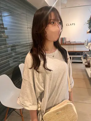 セミロング パーマ リリカ🐈‍⬛ブリー チカラー/上永谷のヘアスタイル