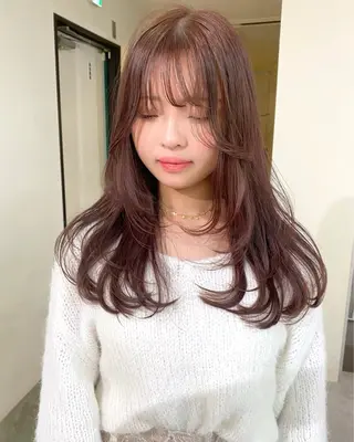 カラー mizuki/ピンク ベージュ.レイヤーのヘアスタイル