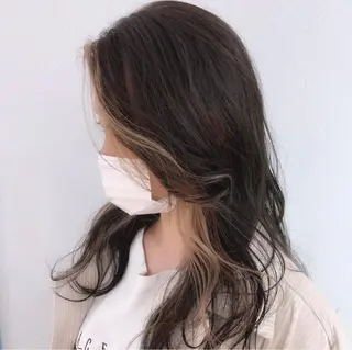 セミロング カラー ❤️ブリーチなし💚 ダブルカラー平野実花のヘアスタイル