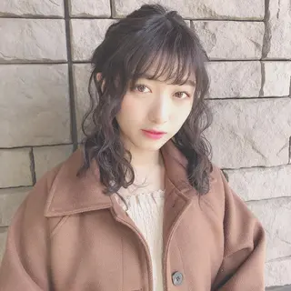 セミロング ヘアアレンジ 店長/mao/ 前髪/顔周りカットのヘアスタイル