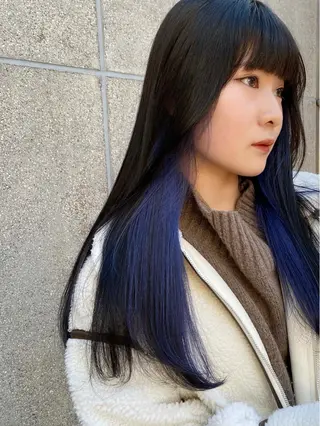 セミロング カラー ヘアアレンジ ブリーチダブルカラー ハイライト/山本喜熙のヘアスタイル