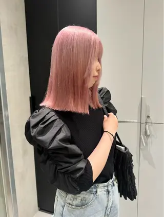 ミディアム カラー ハルヒ/ハイトーン /ボブのヘアスタイル