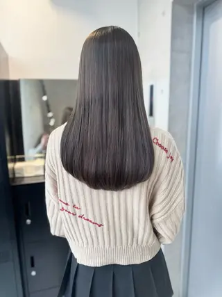 セミロング カラー パーマ ヘアアレンジ 透明感/オリーブ/ グレージュ/YUKAのヘアスタイル