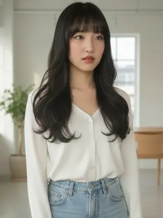 ロング カラー 髪質改善ｶﾗｰ ｹｱﾌﾞﾘｰﾁ/ﾀﾑのヘアスタイル