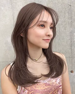 ミディアム カラー ヘアアレンジ 【柔らか透明感✨/ 似合せ前髪】大石葉月のヘアスタイル