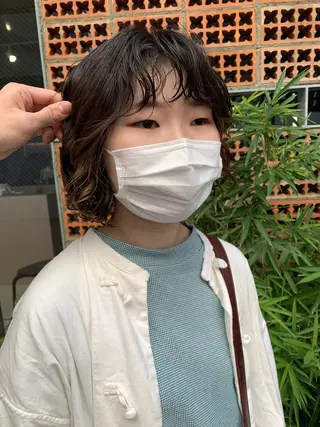 ミディアム パーマ ボブパーマコテ巻き風 パーマNo1深江秀平のヘアスタイル