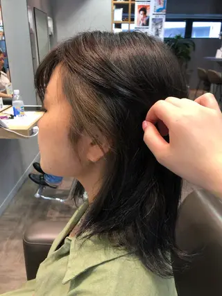 ミディアム カラー ヘアアレンジ 🎀縮毛矯正.暗髪 .艶髪🩶ちひろのヘアスタイル