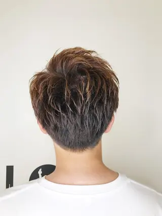 ショート カラー パーマ ヘアアレンジ メンズ 赤み消しカラー /透明感カラー 上長のヘアスタイル