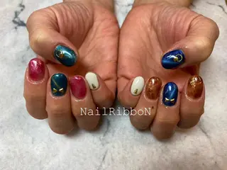 ネイル ネイルリボン 受付スタッフのネイルデザイン