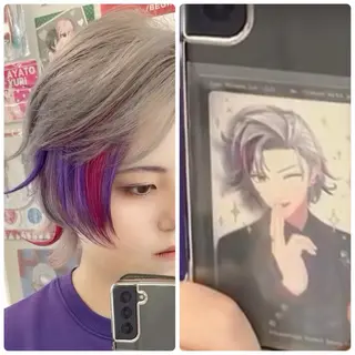 ショート カラー ウルフカット 渋谷の人のヘアスタイル