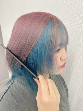 セミロング ハイトーン🎀 前髪こだわり💘愛美のヘアスタイル