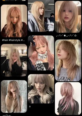 ロング カラー だいち/ハイトーン/ デザインカラーのヘアスタイル