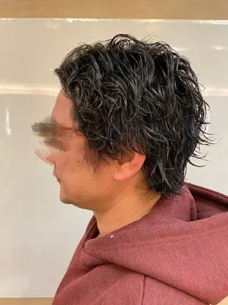ミディアム パーマ メンズ 田中 美穂のヘアスタイル