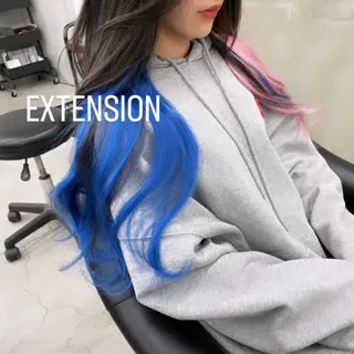 ロング カラー エクステ🩵ブリーチ 韓国ヘア🩵KAEのヘアスタイル