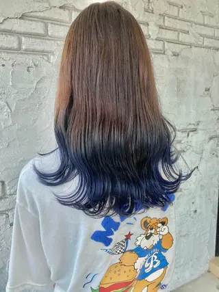 セミロング カラー 尾崎 優也のヘアスタイル