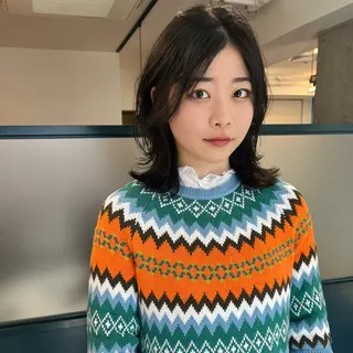 ミディアム 暖色/パーマ 🌼クニトウメイのヘアスタイル