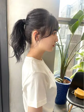 セミロング カラー Yuna/ベージュ ダブルカラーのヘアスタイル