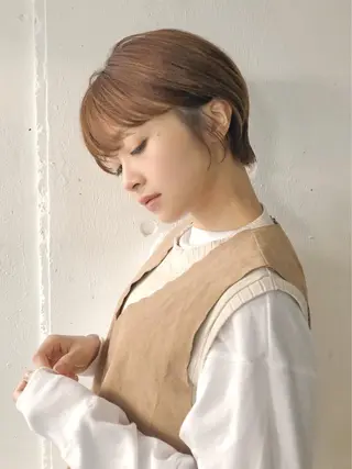ショート パーマ 木村陸弥 似合わせ 透明感カラー🌿のヘアスタイル