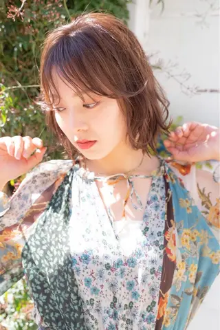 ミディアム カラー パーマ 新宿/韓国ヘア/ 髪質改善ストレートのヘアスタイル