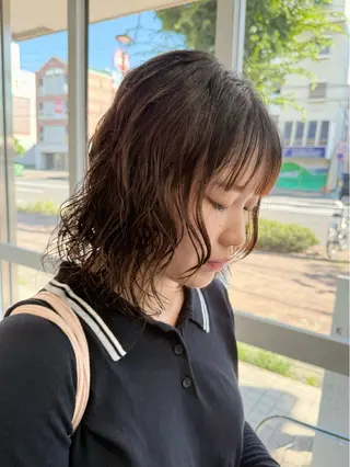 ミディアム パーマ レイヤーカット/ 春日井/鵜飼元喜のヘアスタイル