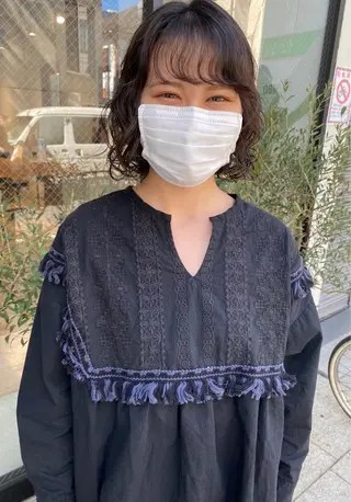 ミディアム カラー パーマ ヘアアレンジ メンズ キッズ パーマスタイル🔅 sayacaのヘアスタイル