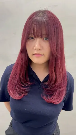 ミディアム カラー ヘアアレンジ 🌟🍒ハイトーン 韓国ヘア/ユウミのヘアスタイル