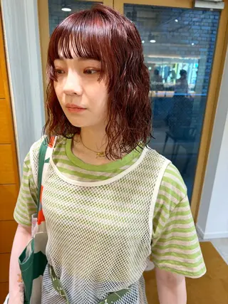 ミディアム カラー パーマ 齋藤 咲のヘアスタイル