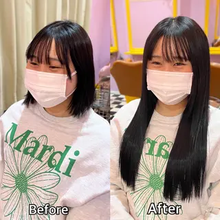 ロング シール＋ちび編み込み エクステ梅田🐨のヘアスタイル