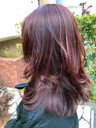 セミロング カラー にしだ まりえのヘアスタイル