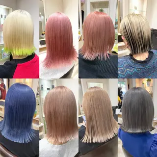 ミディアム カラー 🌈派手髪ハイトーン 🌈鈴木亮太🌈のヘアスタイル